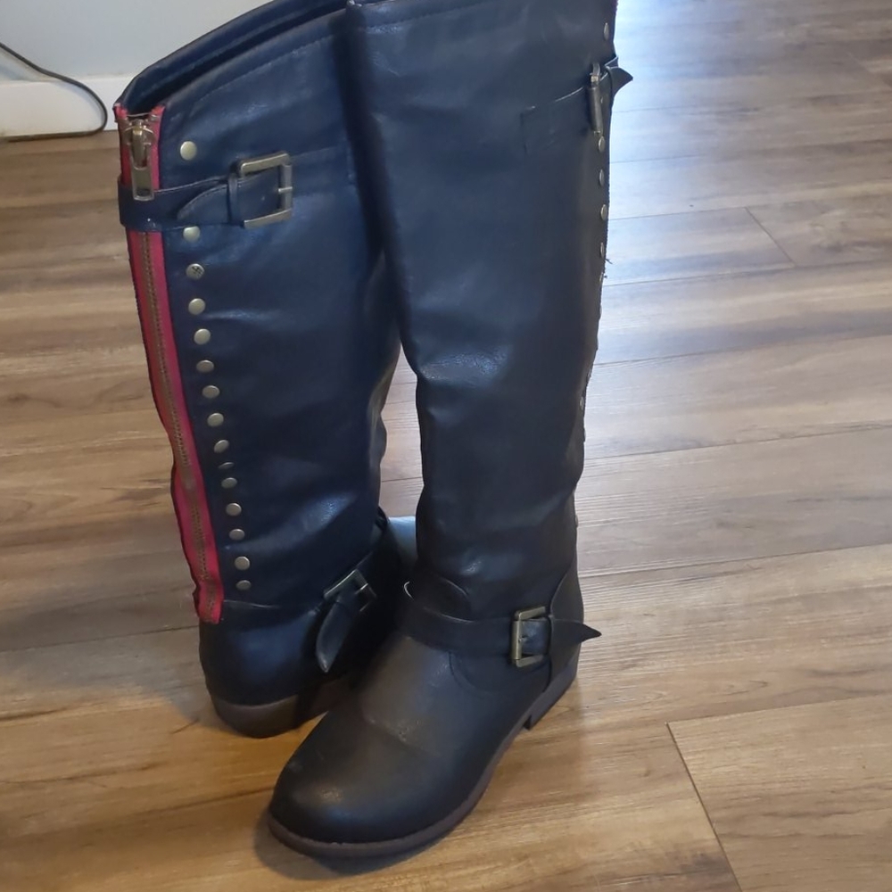 Studded under knee boots